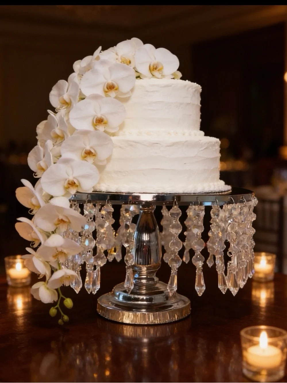 🌸Silver & Crystal Cake Stand with Crystal Drops💎🎂